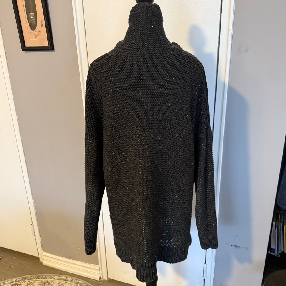 Lands’ End Chunky Knit Cowl Neck Sweater | Dark Charcoal | 1X (16W–18W) - Picture 6 of 6